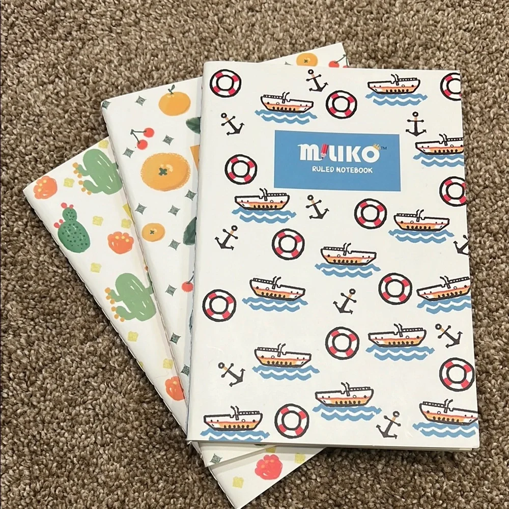 MILIKO 50 Sheet / 100 Page Notebook Journal with Fun Patterns Set of 3